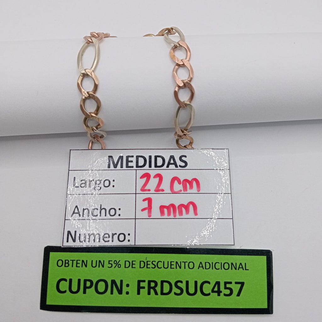 PULSERA ORO COMBINADO 10 K 9.4 GRMS (SEMINUEVO)