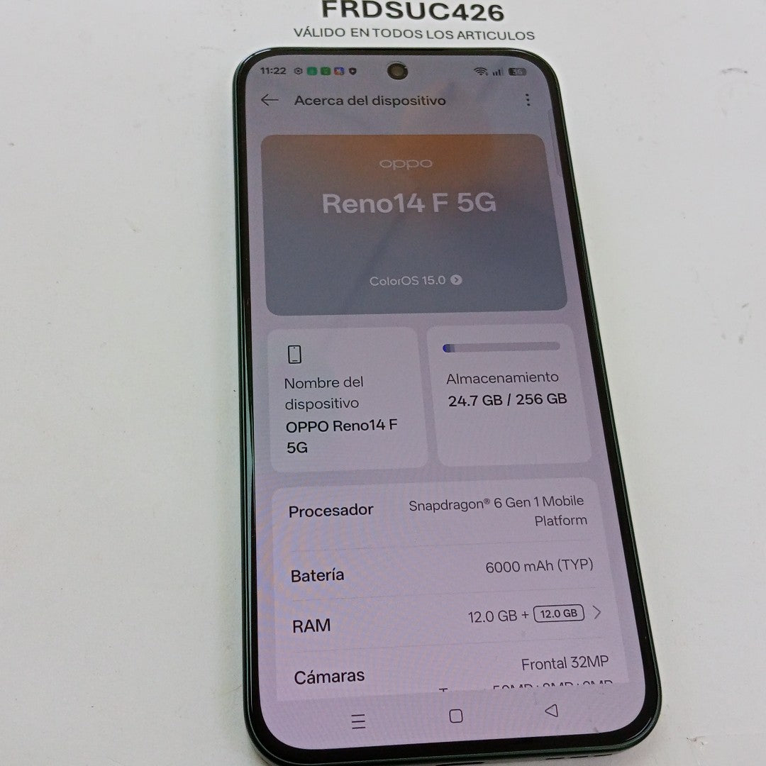 CELULAR OPPO RENO 14 F CPH2743 (2025) 256 GB 12 GB RAM (SEMINUEVO)