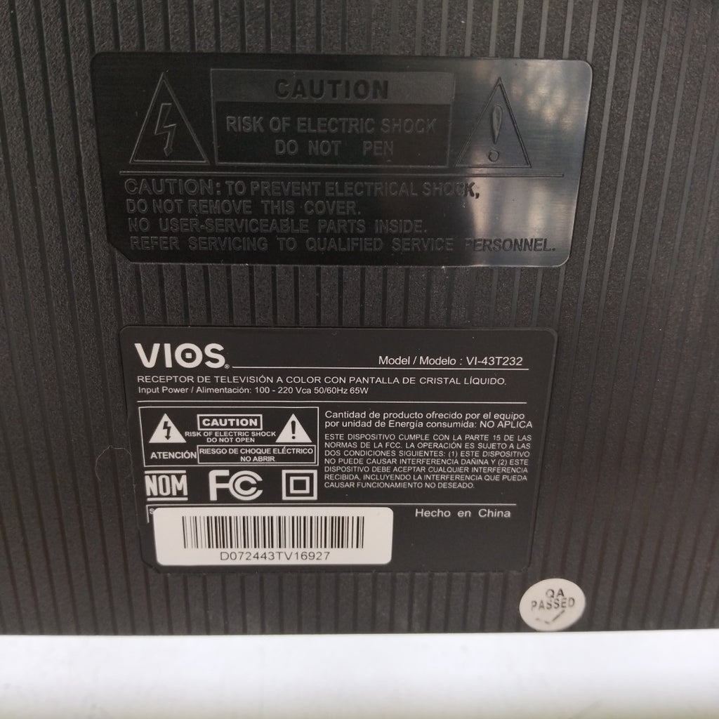 PANTALLA VIOS VI-43T232 43" LED (SEMINUEVO)