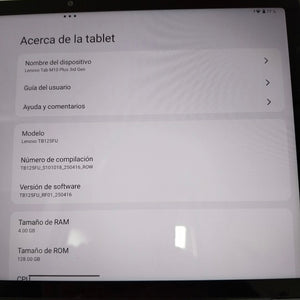 TABLETA LENOVO TAB M10 PLUS 3 TB125FU (2022) 128 GB 4 GB RAM (SEMINUEVO)
