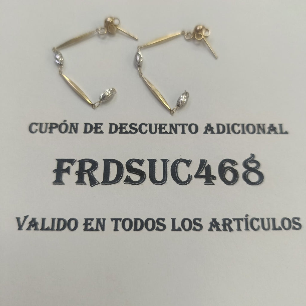 ARETES PAR ORO COMBINADO 14 K 2,20 GRMS (SEMINUEVO)