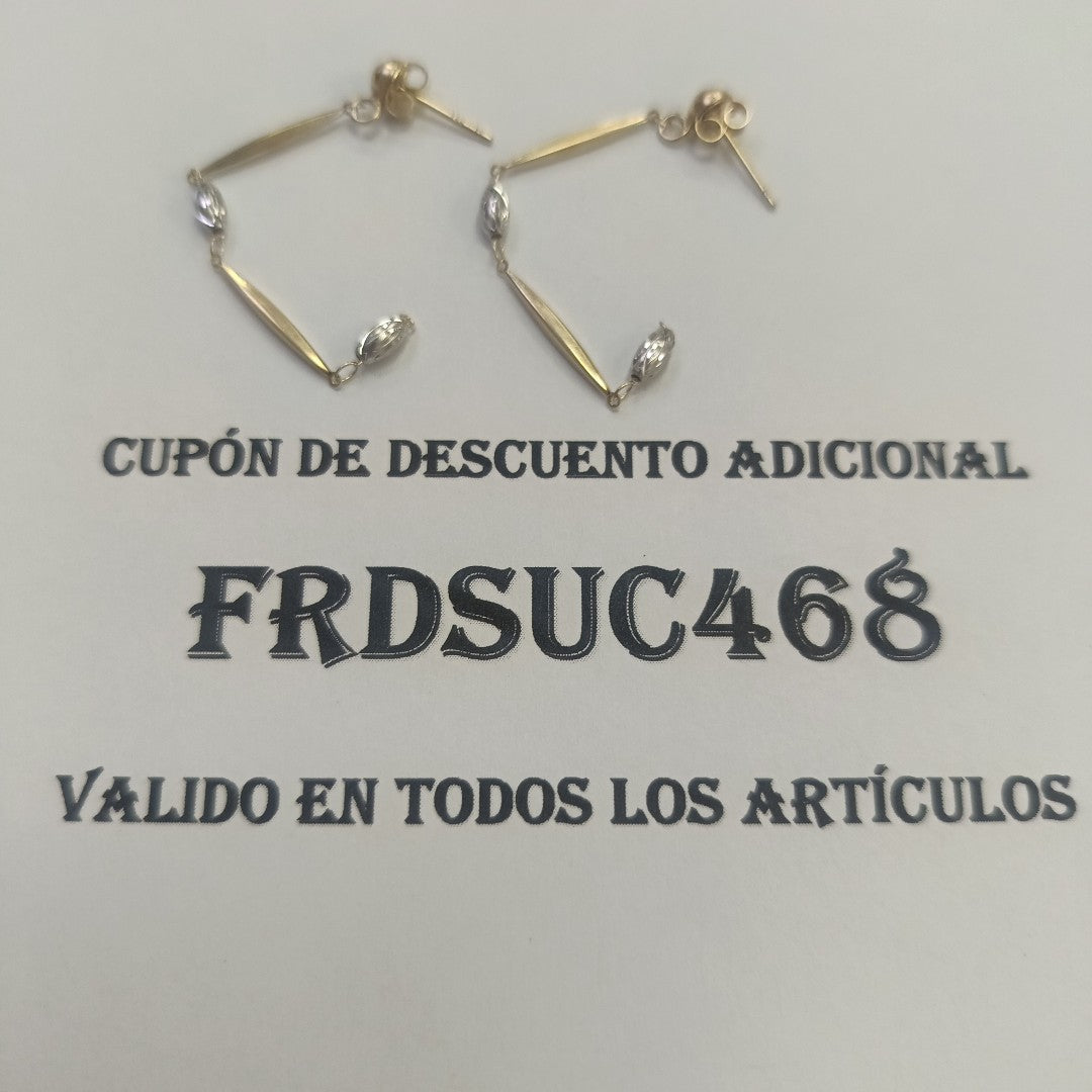 ARETES PAR ORO COMBINADO 14 K 2,20 GRMS (SEMINUEVO)