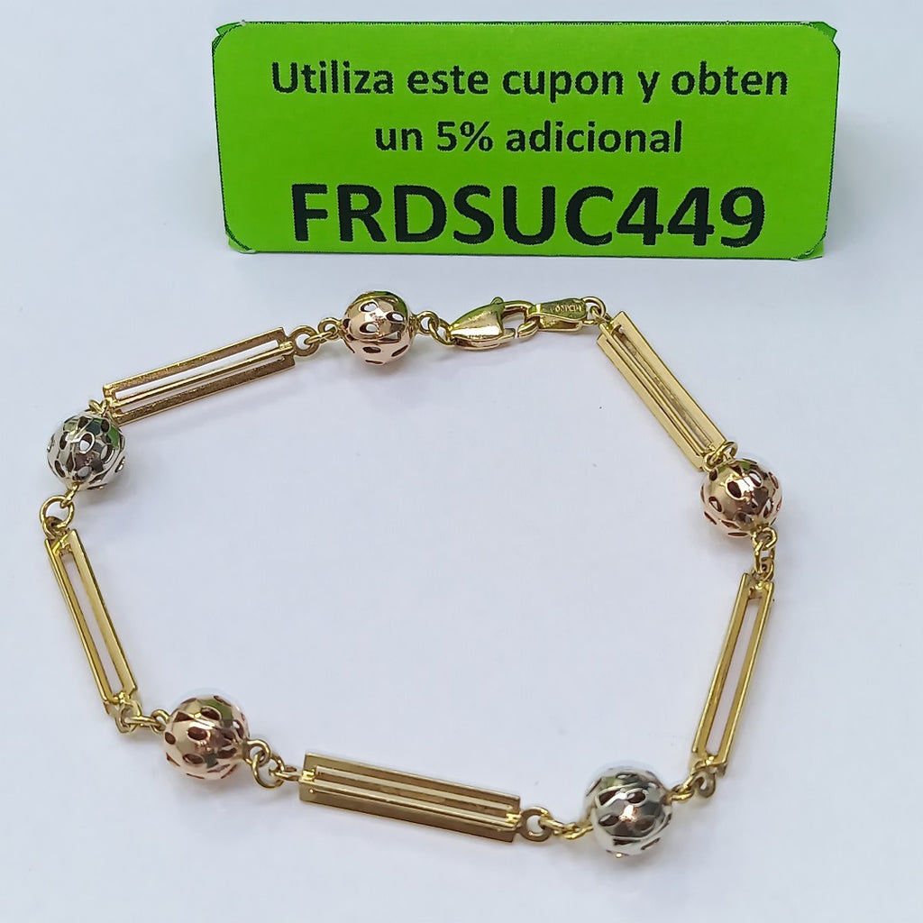 PULSERA ORO COMBINADO 14 K 6.4 GRMS (SEMINUEVO)