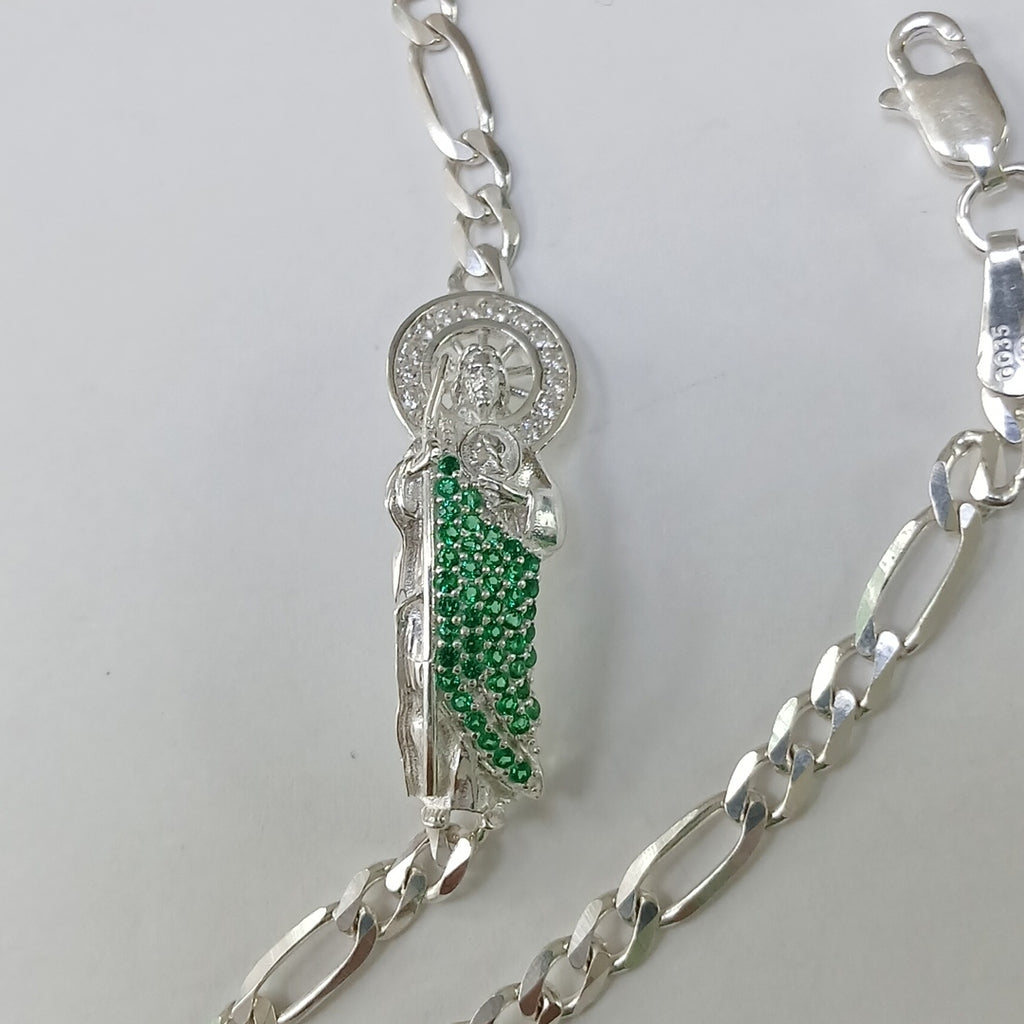 PULSERA TEJIDO SAN JUDAS PLATA .925 21 CM 5.4 GR (NUEVO)