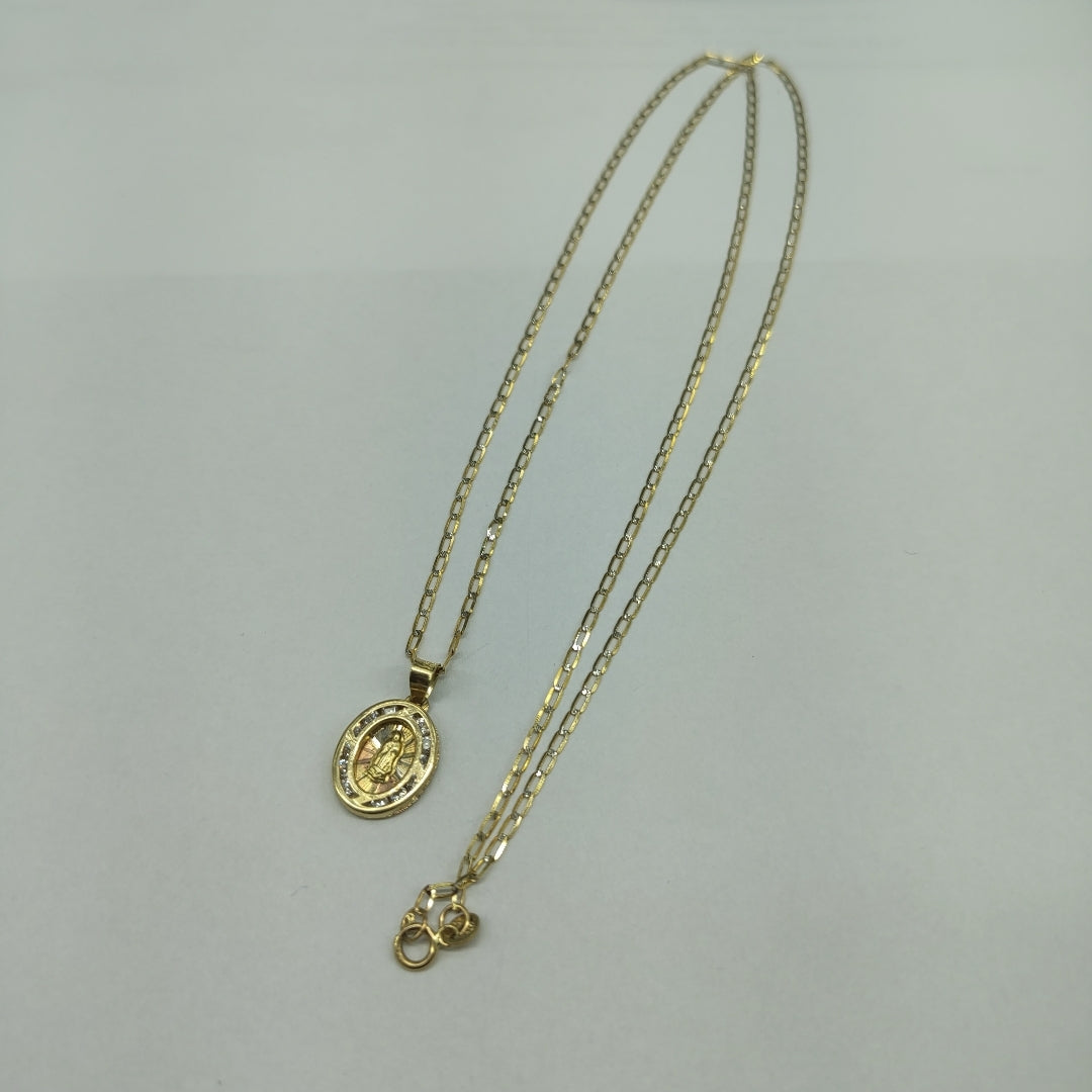 CADENA, MEDALLA RELIGIOSA ORO 14 K 2.1 GRMS (SEMINUEVO)