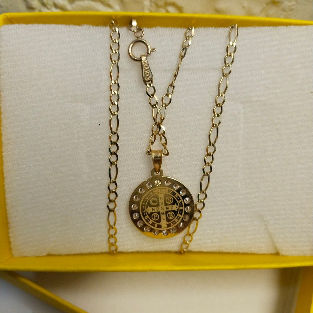 CADENA, MEDALLA RELIGIOSA ORO 10 K 3.4 GRMS (SEMINUEVO)