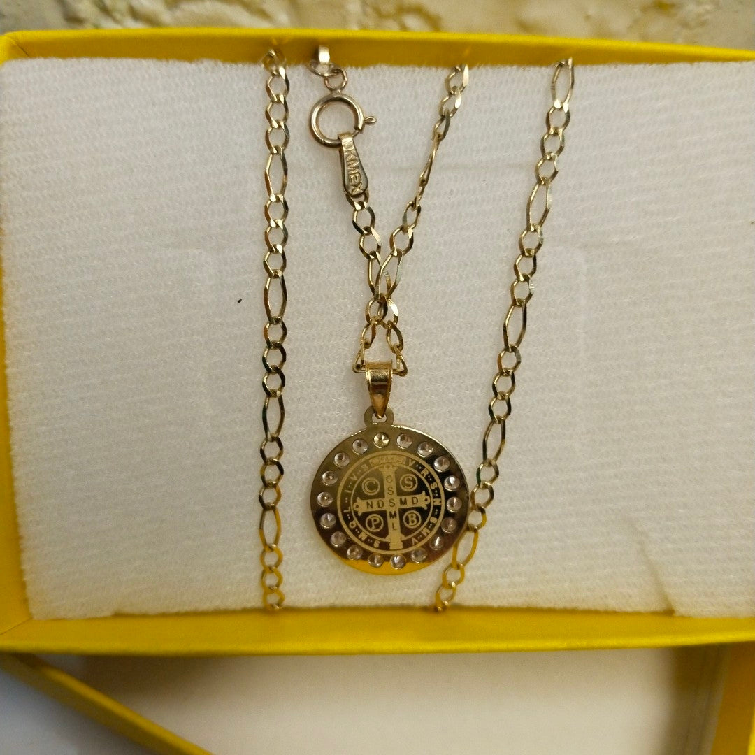 CADENA, MEDALLA RELIGIOSA ORO 10 K 3.4 GRMS (SEMINUEVO)