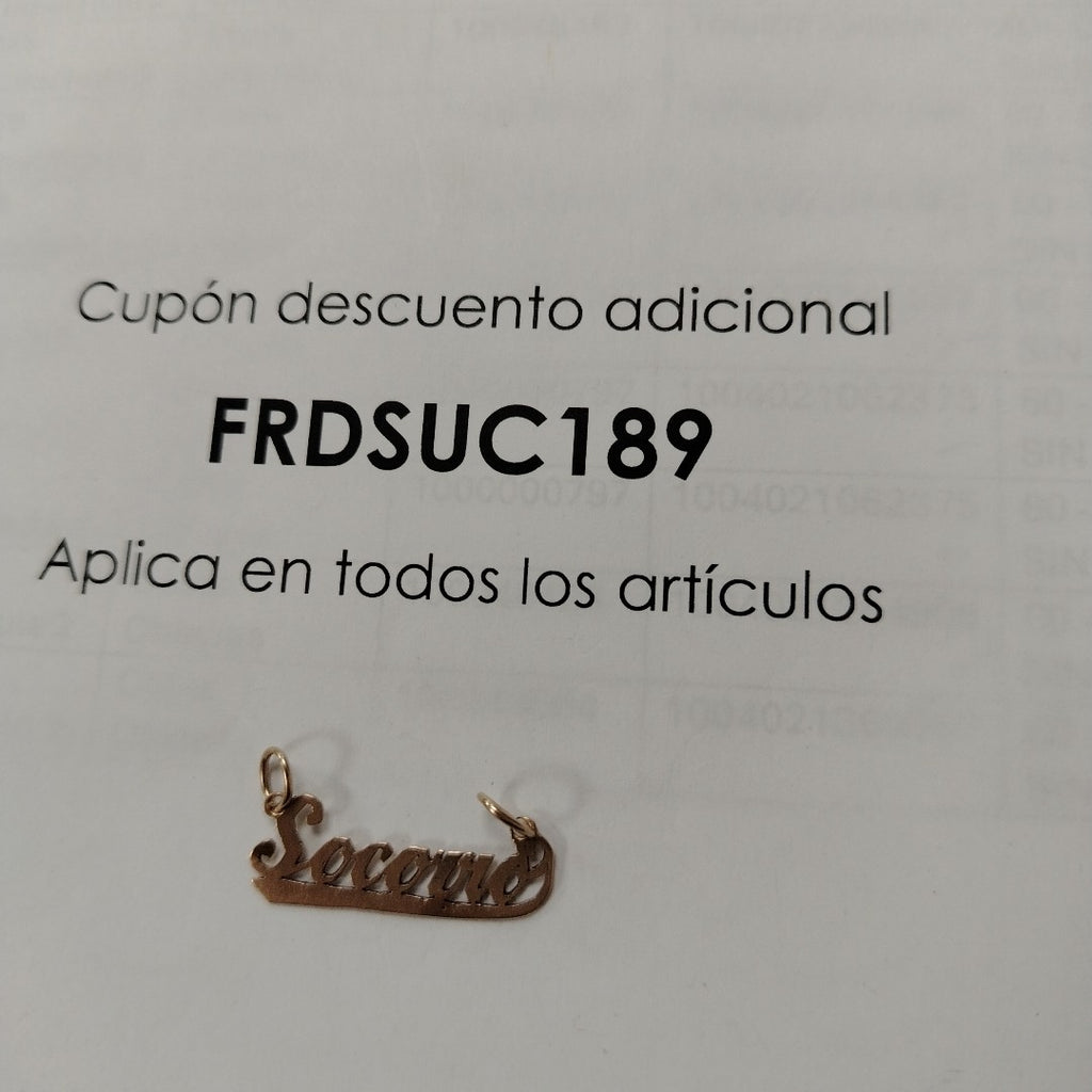 K1 1,00 GRMS 8 K ESPECIFICACIONES COMPLEMENTARIAS DIJE SOCORRO (SEMINUEVO)