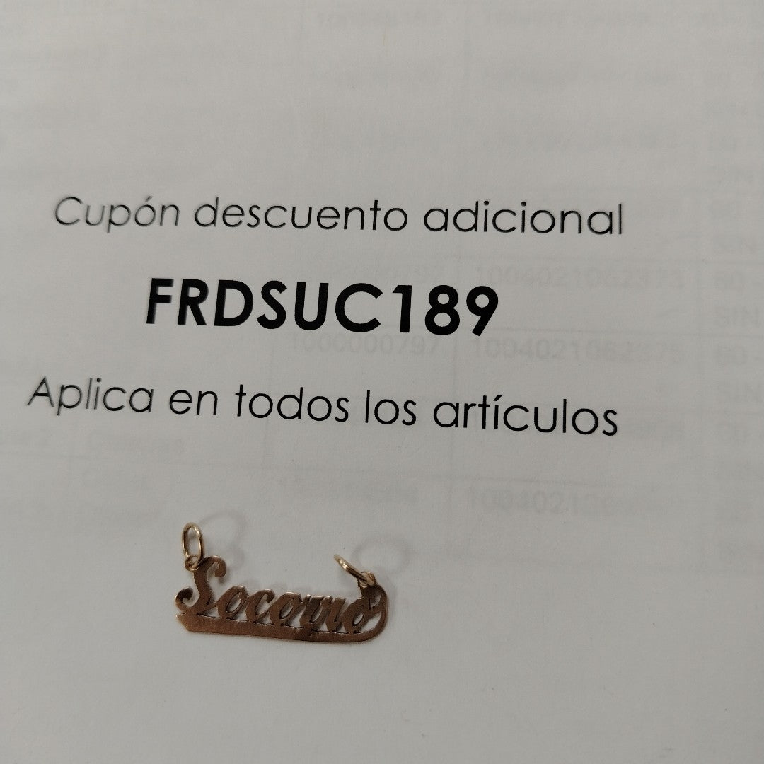 K1 1,00 GRMS 8 K ESPECIFICACIONES COMPLEMENTARIAS DIJE SOCORRO (SEMINUEVO)