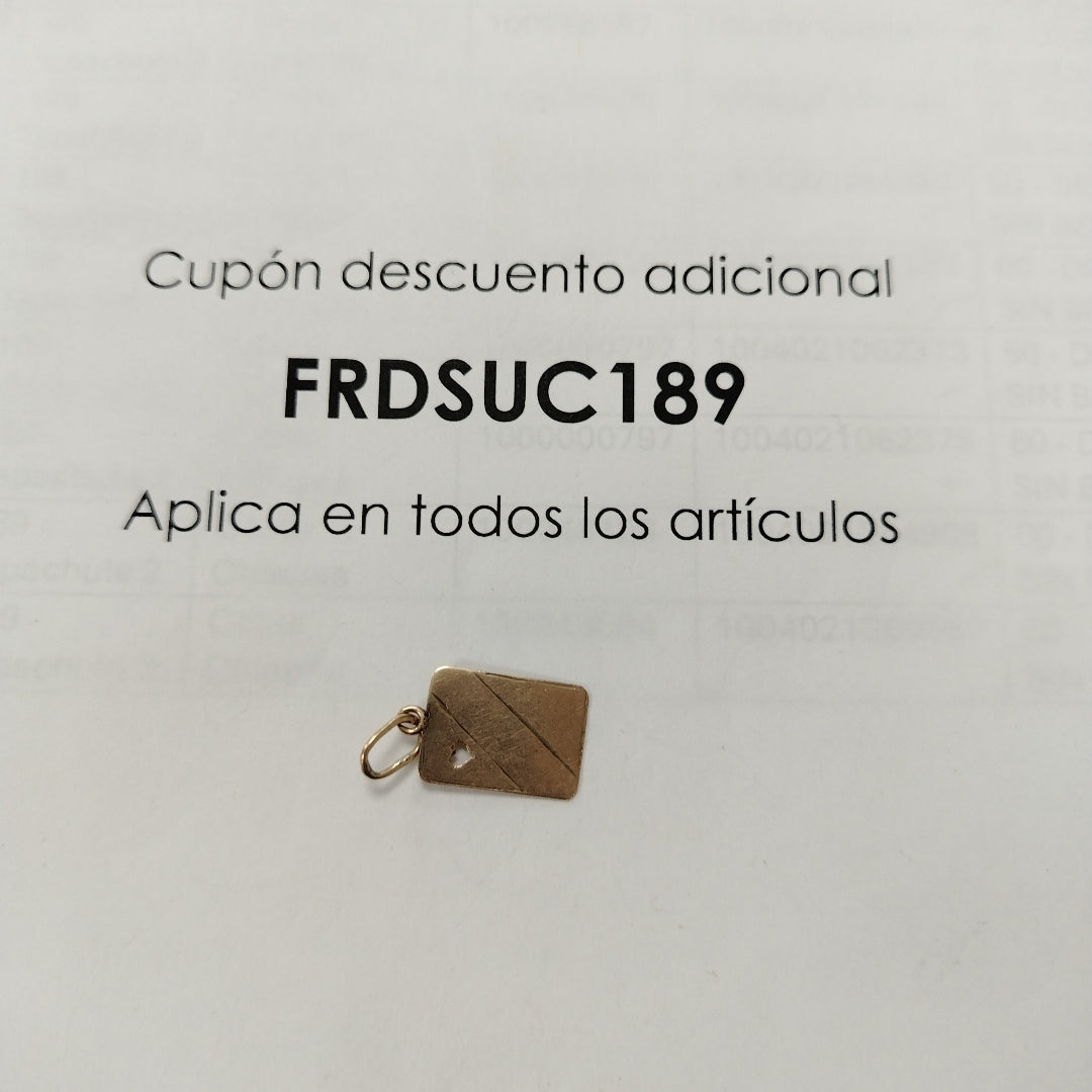 K1 0,80 GRMS 8 K ESPECIFICACIONES COMPLEMENTARIAS MEDALLA CIADRADA (SEMINUEVO)