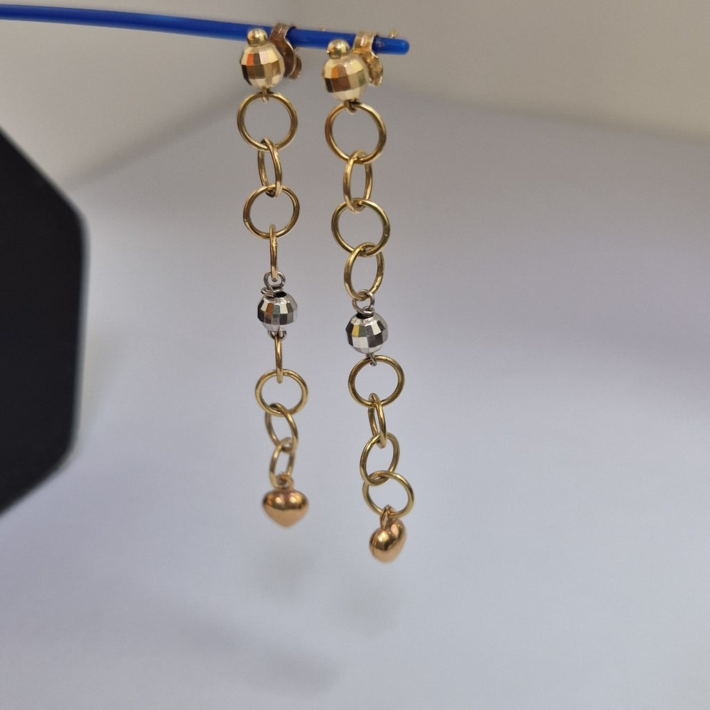 ARETES PAR ORO, ORO COMBINADO 14 K 4.1 GRMS (SEMINUEVO)