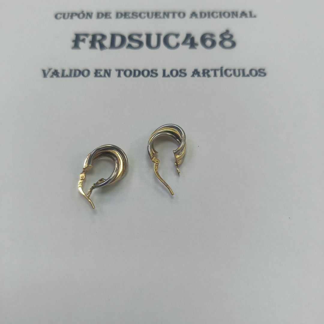 ARRACADAS PAR ORO COMBINADO 14 K 1.6 GRMS (SEMINUEVO)