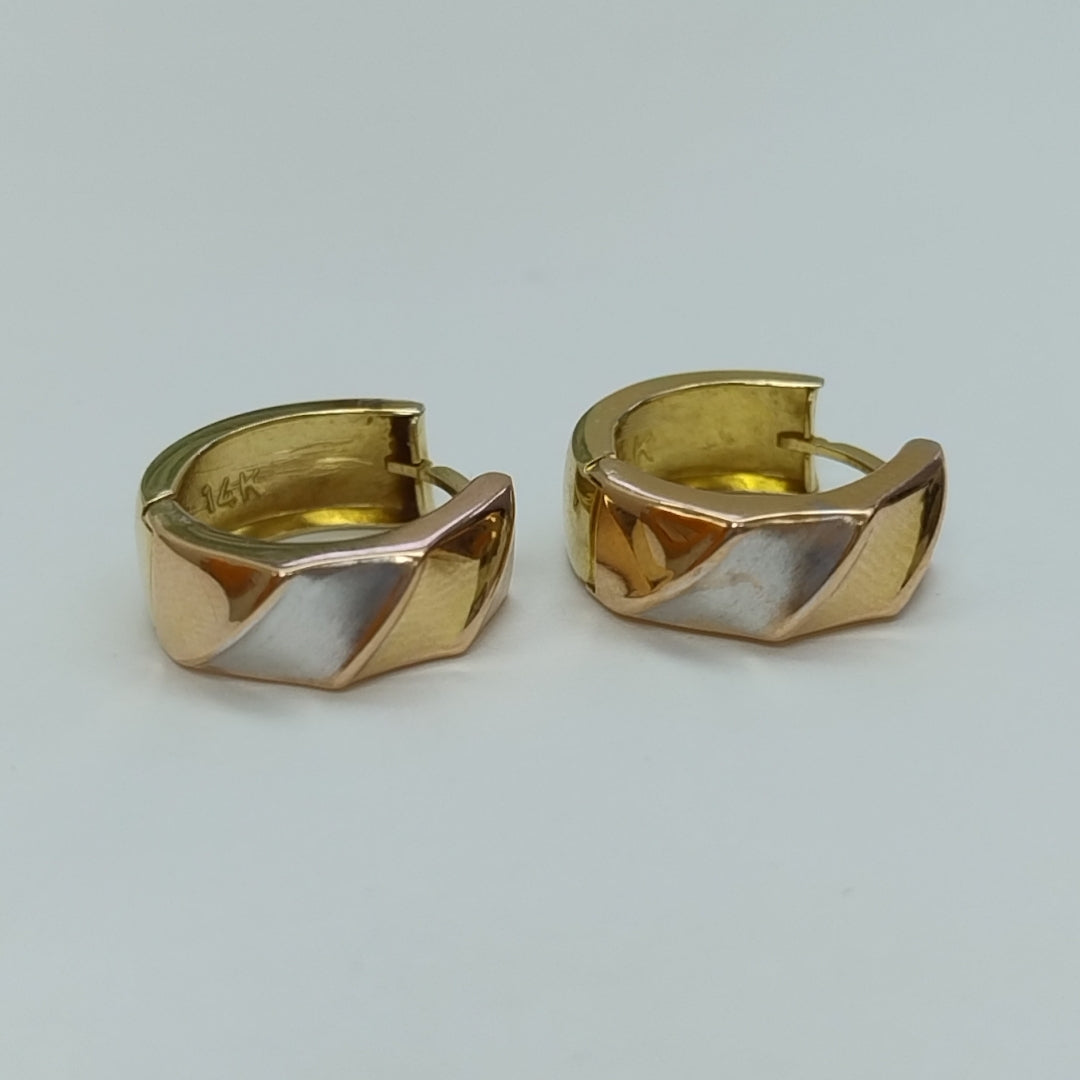 ARRACADAS PAR ORO COMBINADO 14 K 3.4 GRMS (SEMINUEVO)