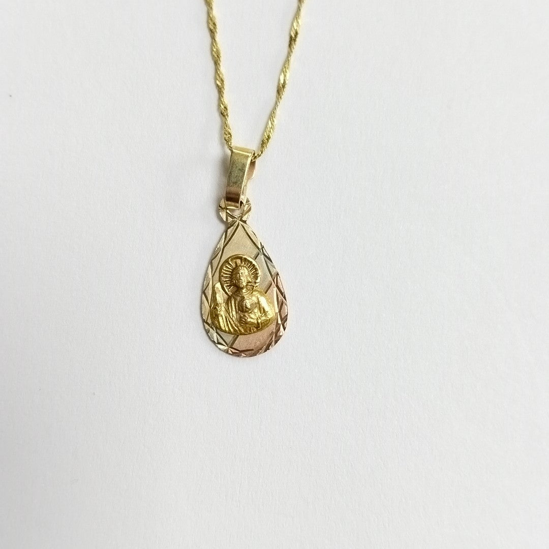 CADENA,MEDALLA RELIGIOSA ORO 10 K 1,30 GRMS (SEMINUEVO)