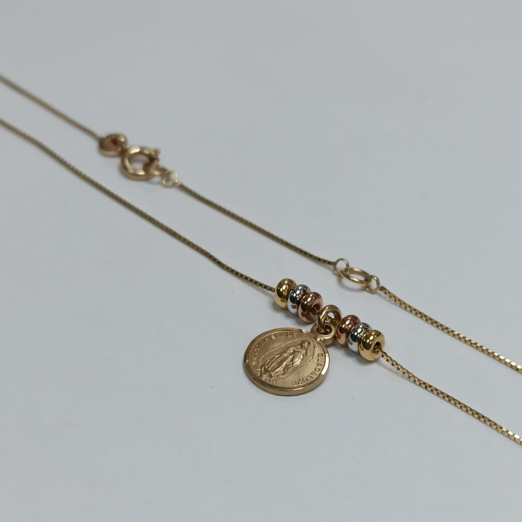 CADENA,MEDALLA RELIGIOSA ORO 14 K 2,40 GRMS (SEMINUEVO)