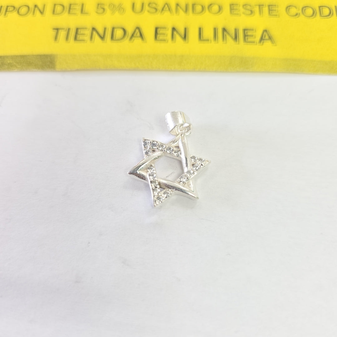 DIJE ESTRELLA DE DAVID C/CIRCONIAS PLATA .925 2.7 GR (NUEVO)