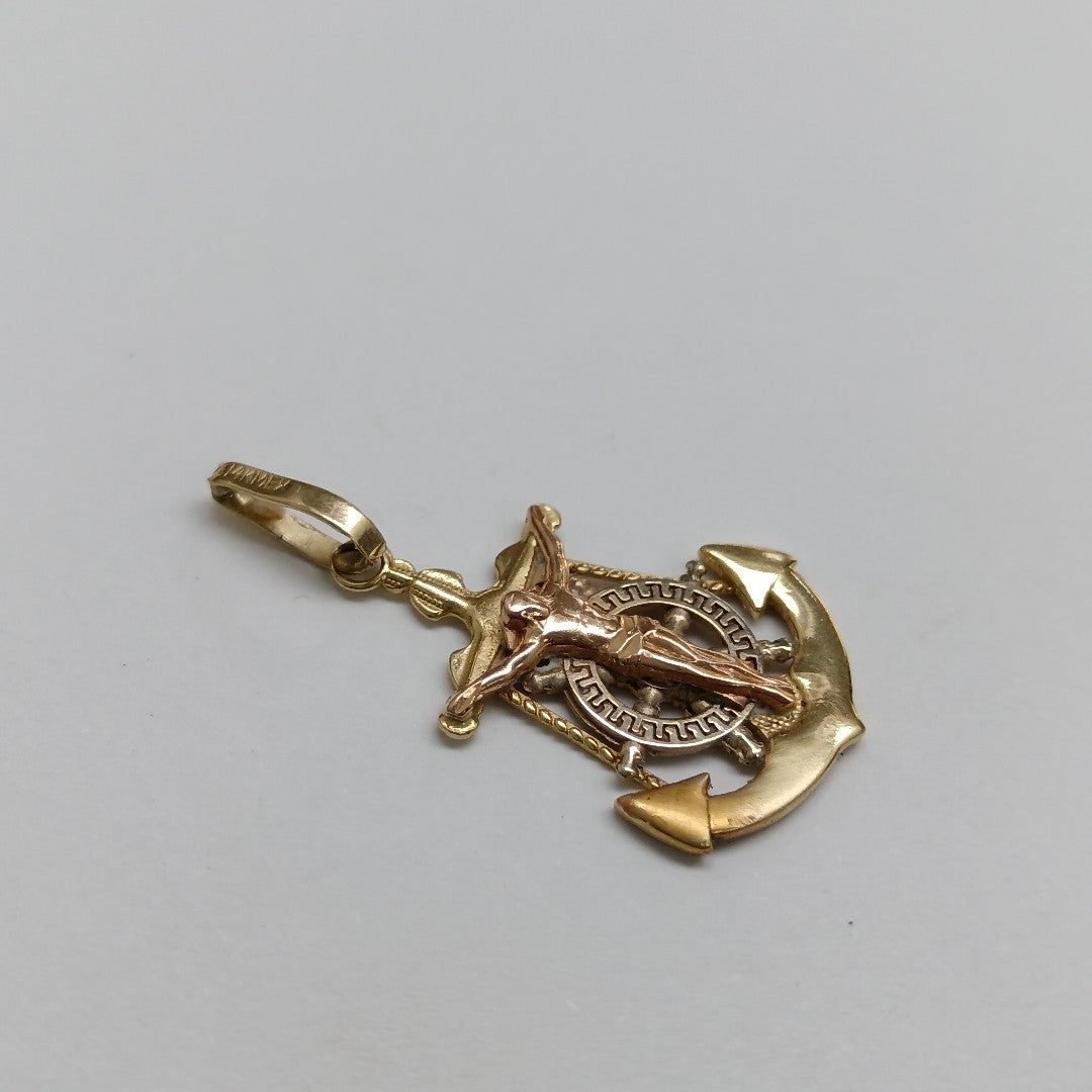 CRISTO EN ANCLA ORO,RODIADO 14 K 2,10 GRMS (SEMINUEVO)