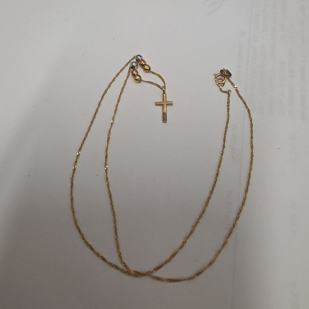 CRUZ,GARGANTILLA ORO COMBINADO 14 K 1,30 GRMS (SEMINUEVO)