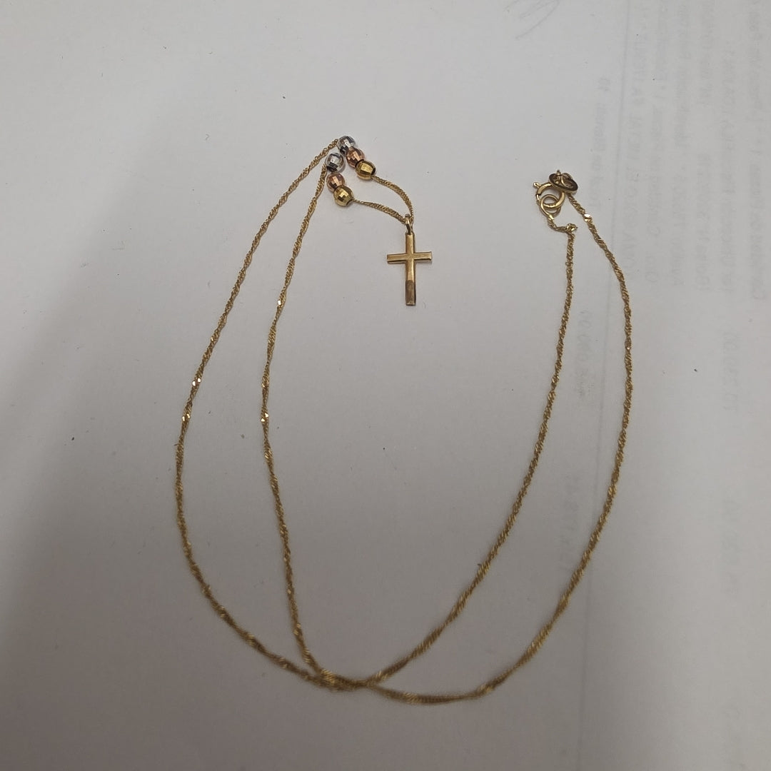 CRUZ,GARGANTILLA ORO COMBINADO 14 K 1,30 GRMS (SEMINUEVO)