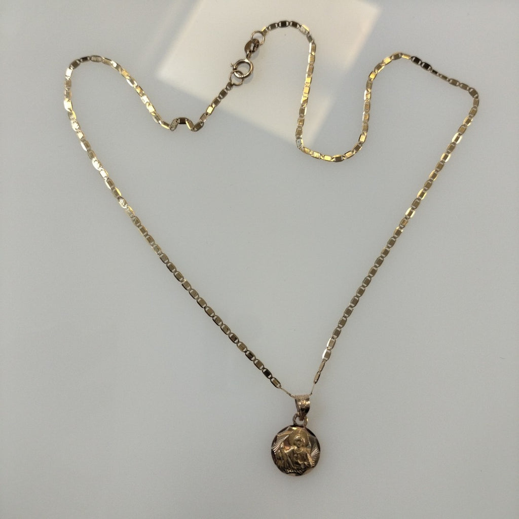 CADENA, MEDALLA RELIGIOSA ORO 14 K 1.9 GRMS (SEMINUEVO)