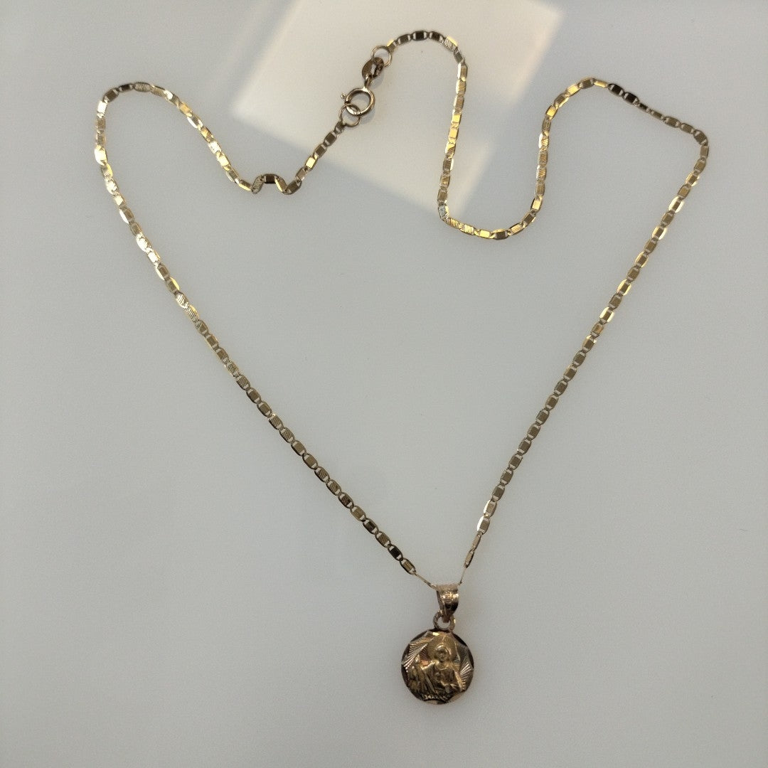 CADENA, MEDALLA RELIGIOSA ORO 14 K 1.9 GRMS (SEMINUEVO)