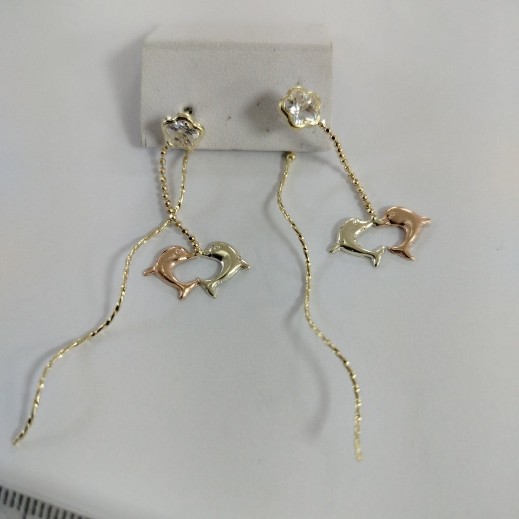 ARETES PAR ORO,ORO COMBINADO 14 K 2,00 GRMS (SEMINUEVO)