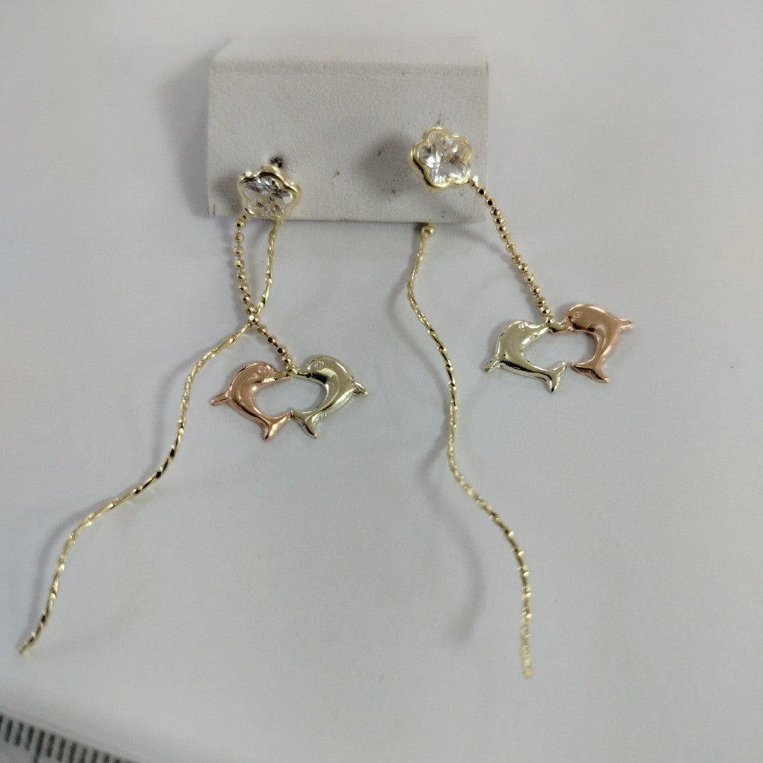 ARETES PAR ORO,ORO COMBINADO 14 K 2,00 GRMS (SEMINUEVO)