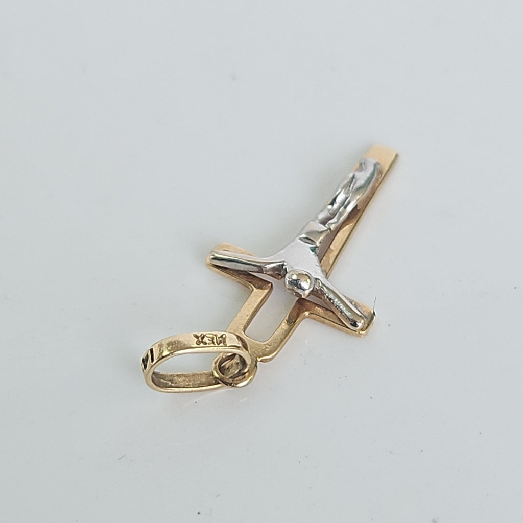 CRUCIFIJO ORO COMBINADO 14 K 0,90 GRMS (SEMINUEVO)