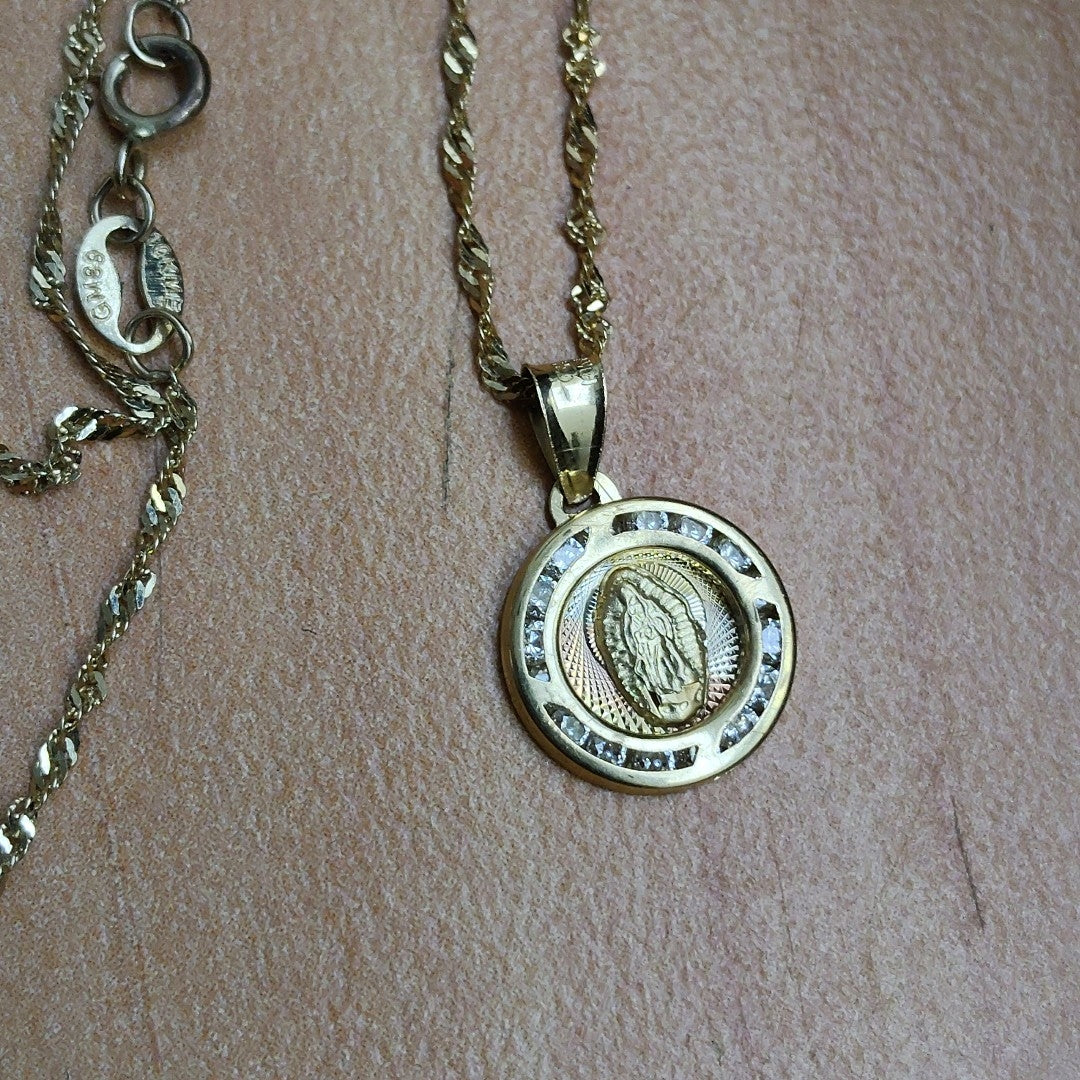 CADENA, MEDALLA RELIGIOSA ORO 10 K 1.5 GRMS (SEMINUEVO)