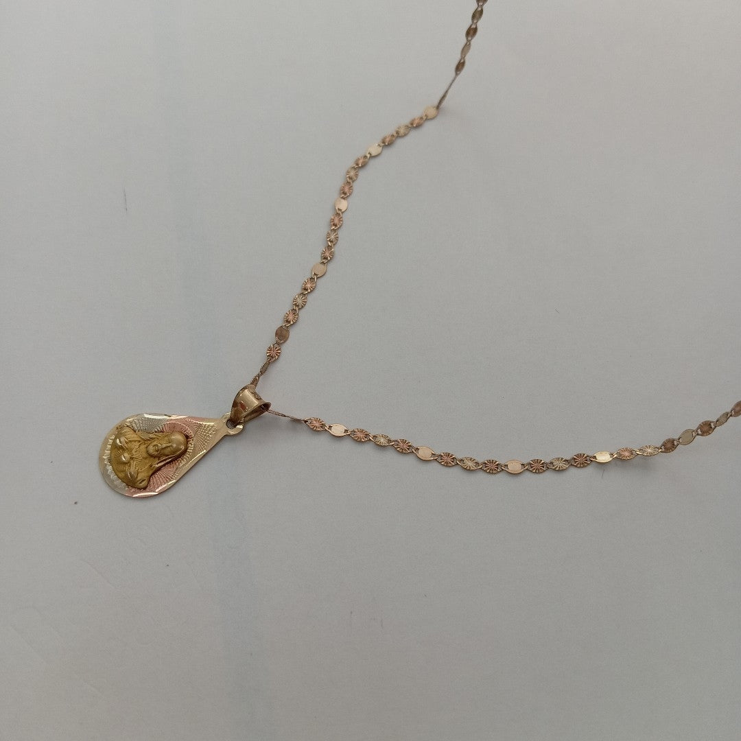 CADENA, MEDALLA RELIGIOSA ORO 10 K 2.6 GRMS (SEMINUEVO)