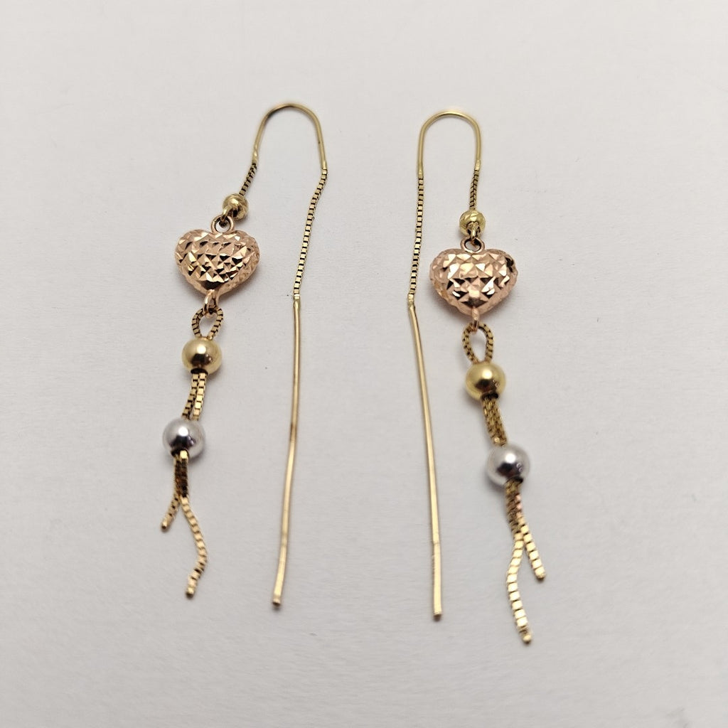 ARETES PAR ORO COMBINADO 14 K 2.8 GRMS (SEMINUEVO)