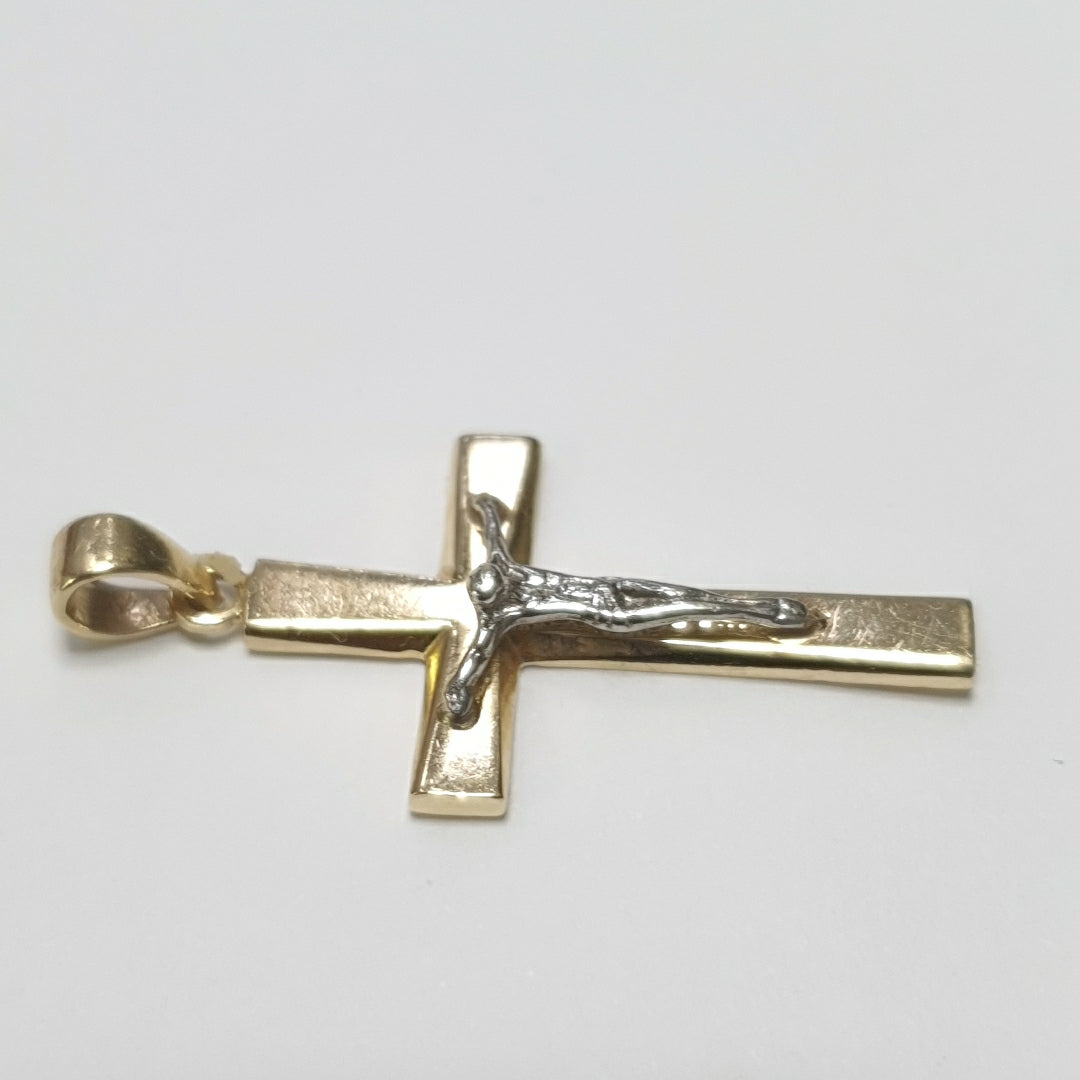 CRUCIFIJO ORO, ORO BLANCO 14 K 1.3 GRMS (SEMINUEVO)