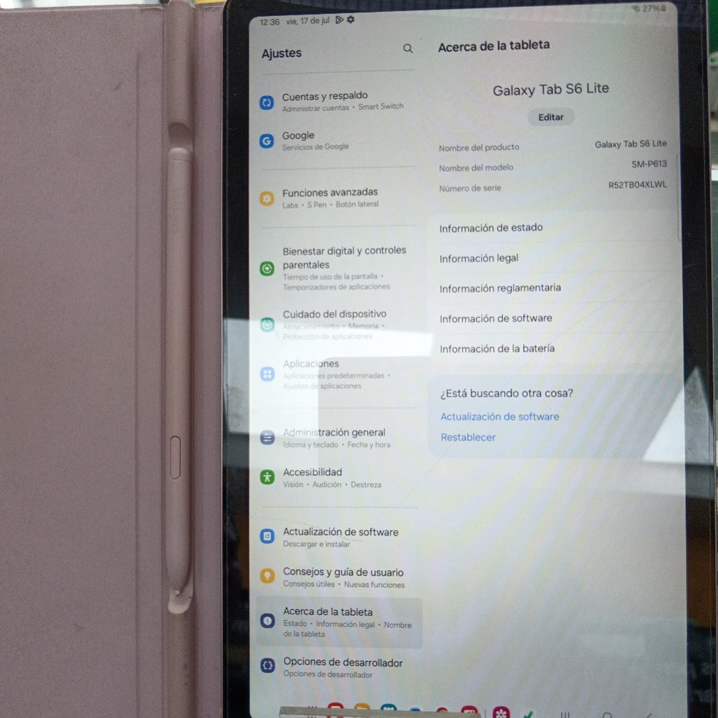 TABLETA SAMSUNG GALAXY TAB S6 LITE SM-P613 64 GB 4 GB RAM (SEMINUEVO)