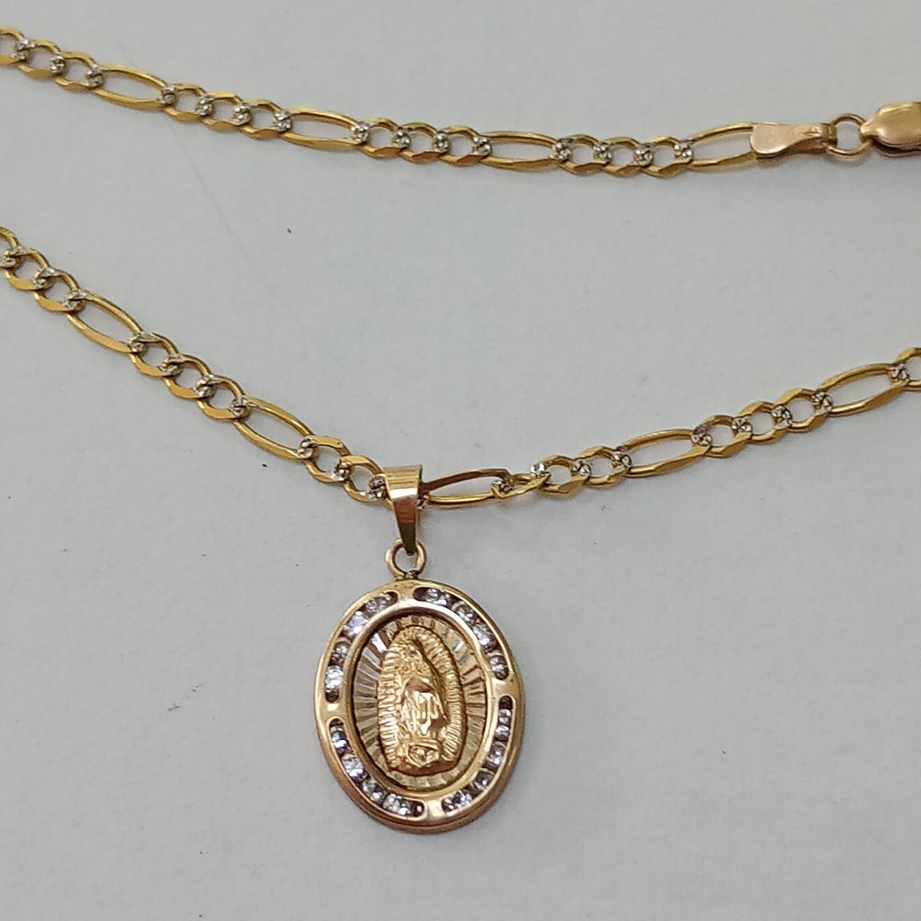 CADENA, MEDALLA RELIGIOSA ORO 10 K 5.8 GRMS (SEMINUEVO)