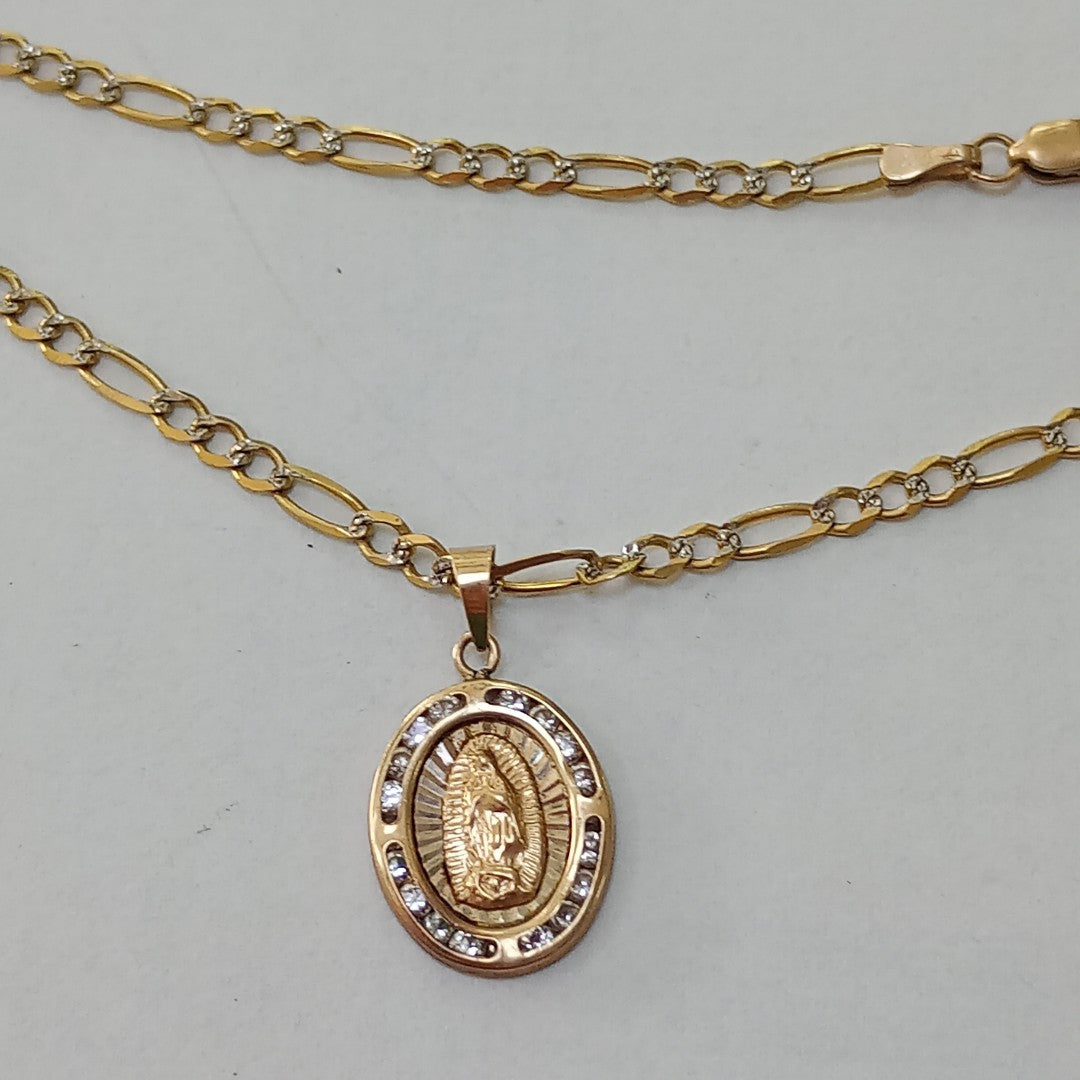 CADENA, MEDALLA RELIGIOSA ORO 10 K 5.8 GRMS (SEMINUEVO)
