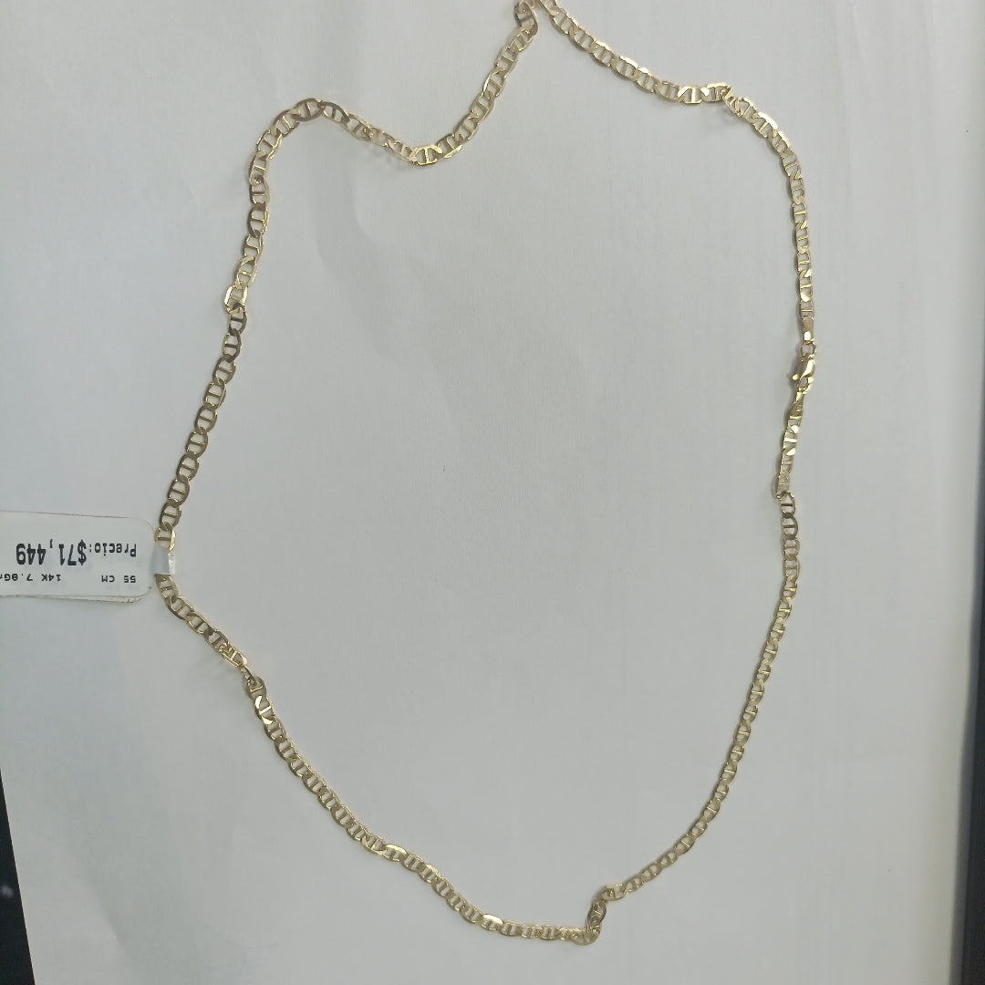 CADENAS TEJIDO MARINERA ORO 14K 55 CM 7.8 GR (NUEVO)