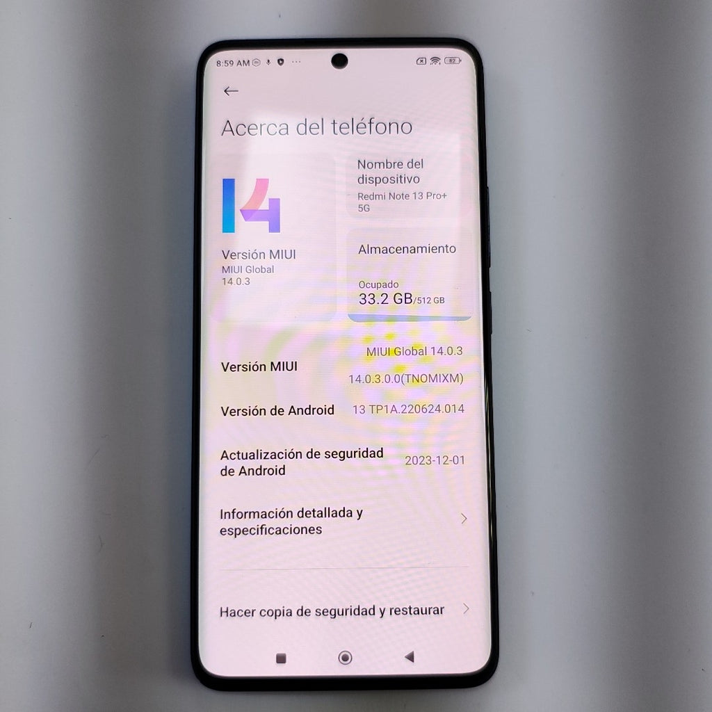 CELULAR XIAOMI REDMI NOTE 13 PRO+ 5G 23090RA98G (2023) 512 GB 12 GB RAM (SEMINUEVO)