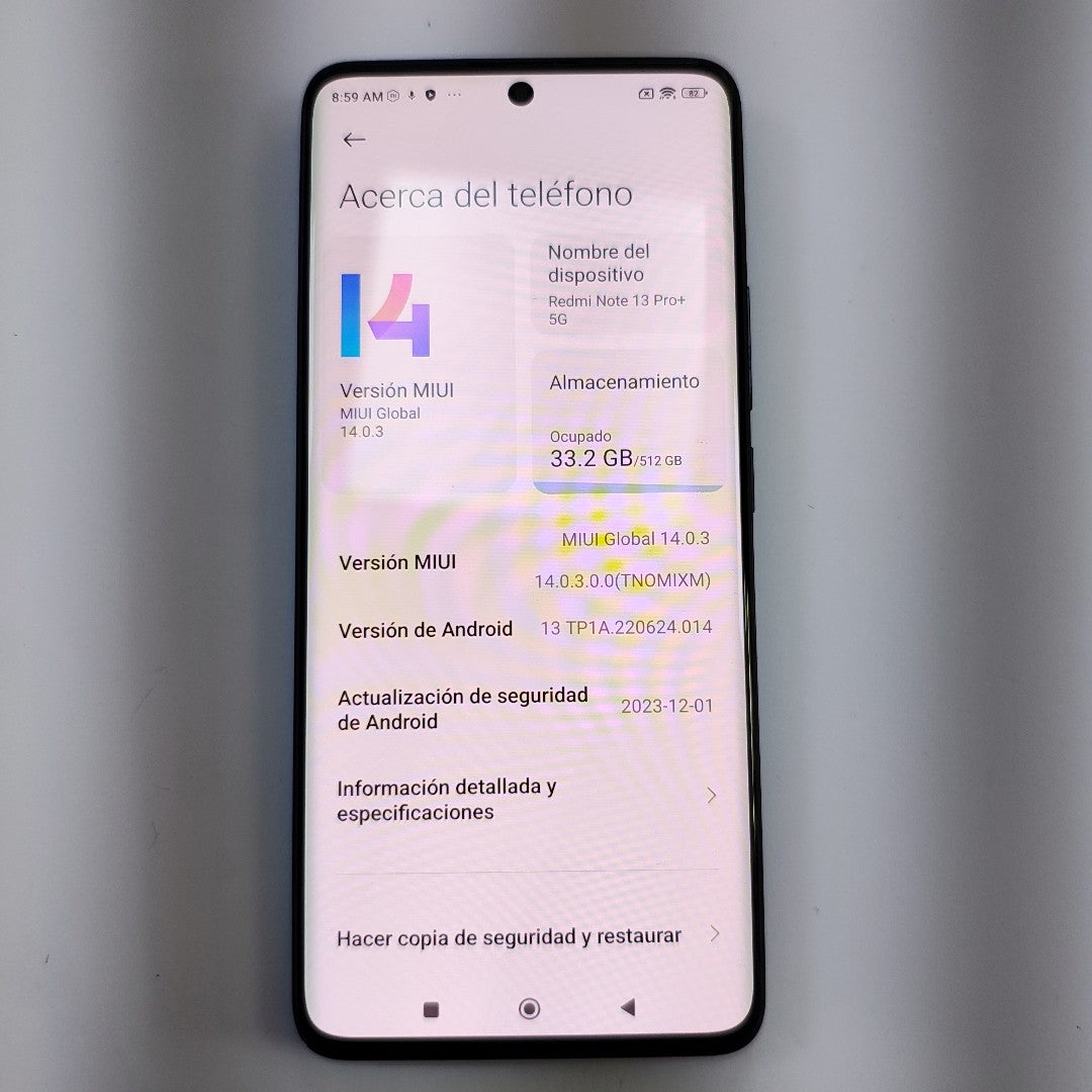 CELULAR XIAOMI REDMI NOTE 13 PRO+ 5G 23090RA98G (2023) 512 GB 12 GB RAM (SEMINUEVO)