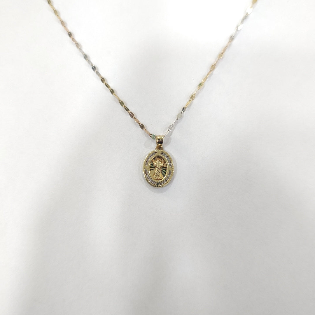 CADENA, MEDALLA RELIGIOSA ORO 10 K 1.3 GRMS (SEMINUEVO)
