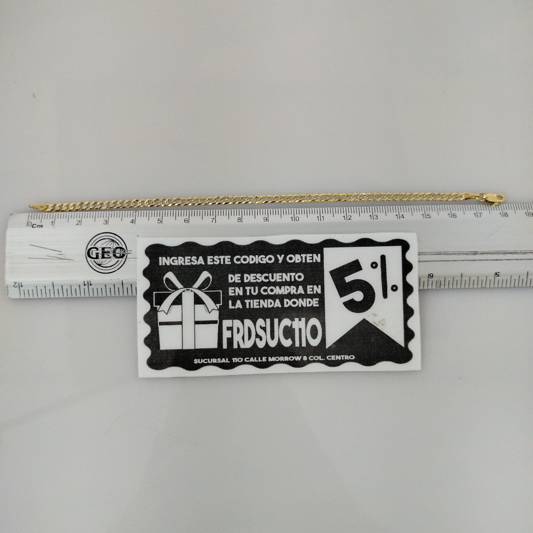 PULSERAS TEJIDO BARBADA DIAMANTADA ORO 14K 18 CM 3.2 GR (NUEVO)