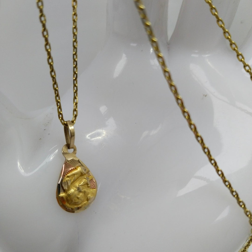 CADENA,MEDALLA RELIGIOSA ORO 10 K 2,70 GRMS (SEMINUEVO)