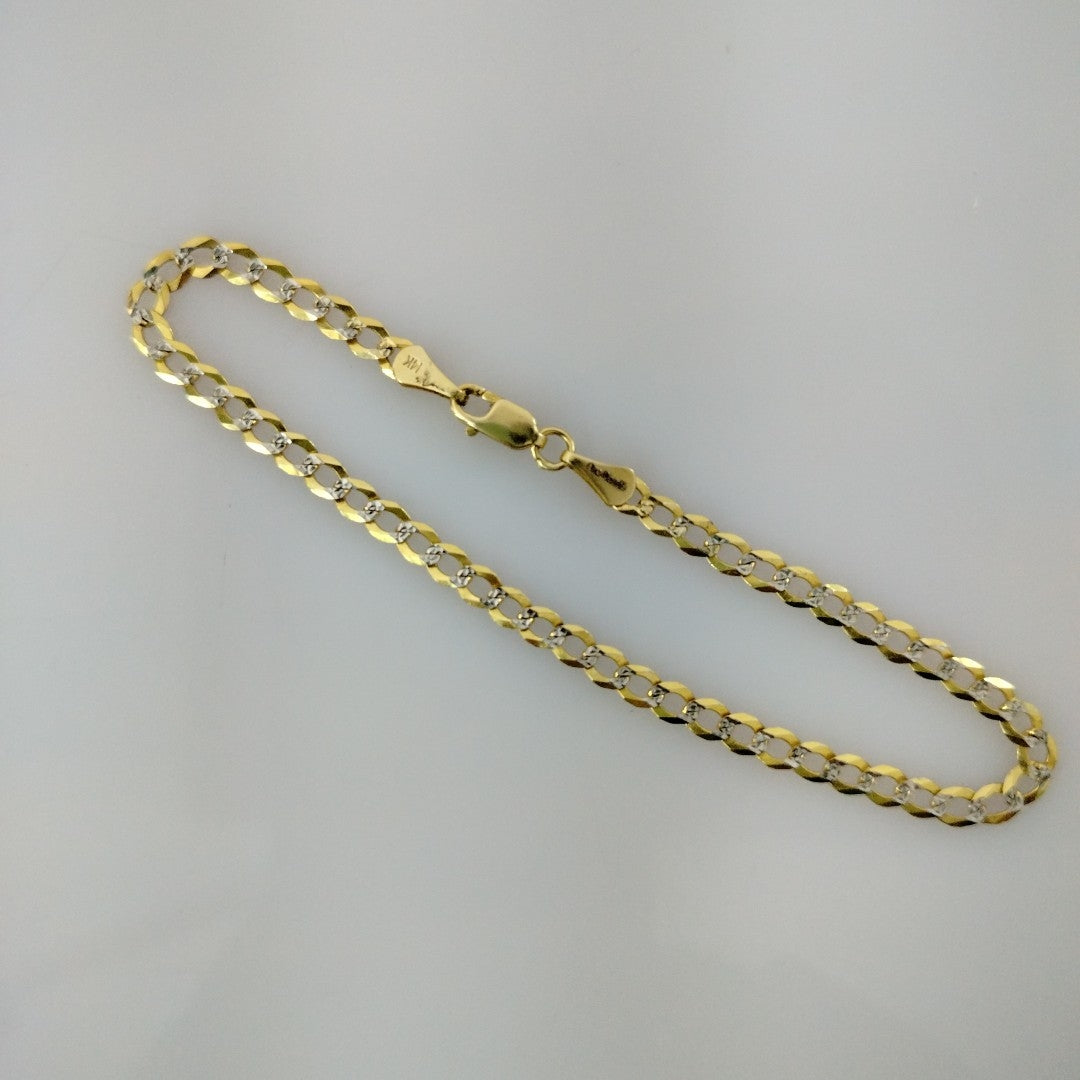 PULSERAS BARBADA DIAMANTADA ORO 14K 21 CM 3.6 GR (NUEVO)