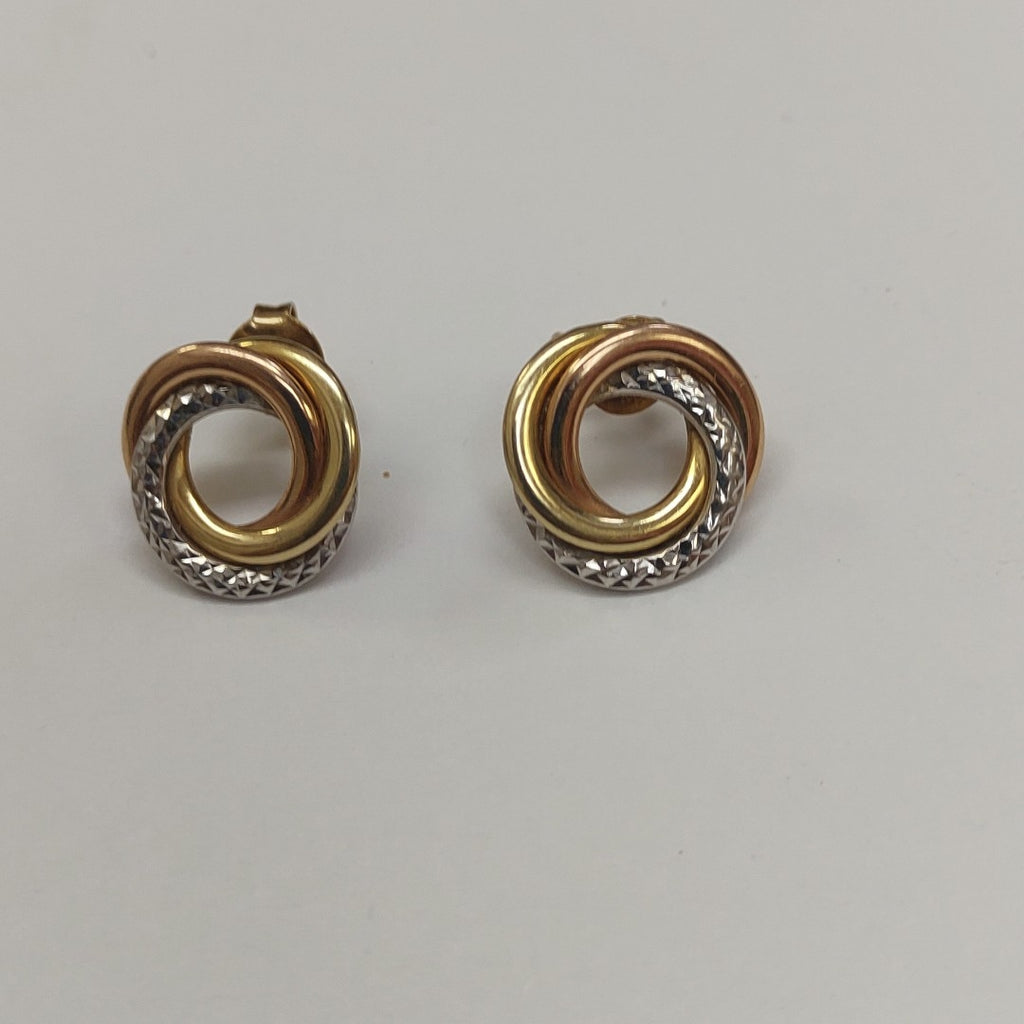 ARETES PAR ORO COMBINADO 14 K 2 GRMS (SEMINUEVO)