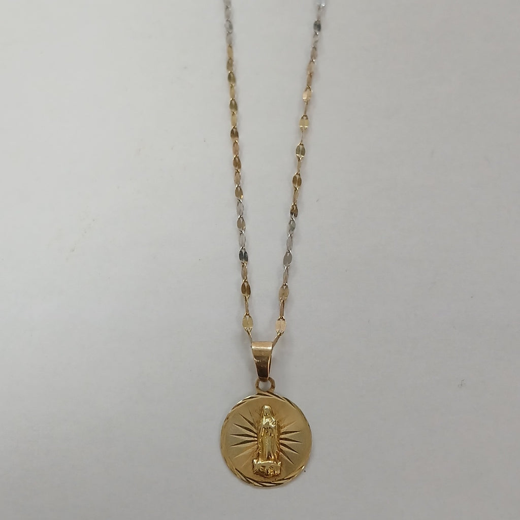 CADENA, MEDALLA RELIGIOSA ORO 14 K 1.8 GRMS (SEMINUEVO)