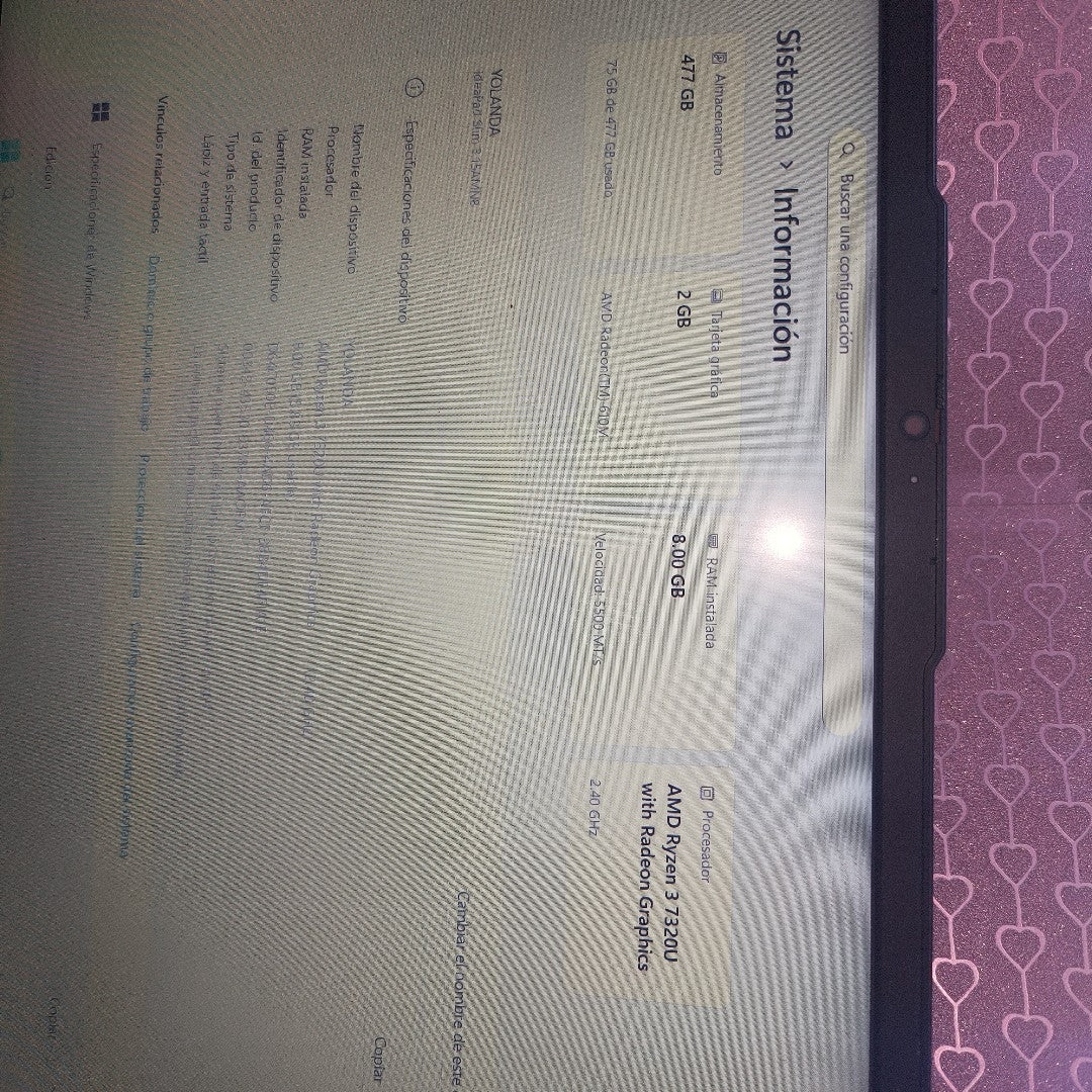 LAPTOP LENOVO IDEAPAD SLIM 3 15AMN8 (2025) 512 GB SSD 8 GB RAM (SEMINUEVO)