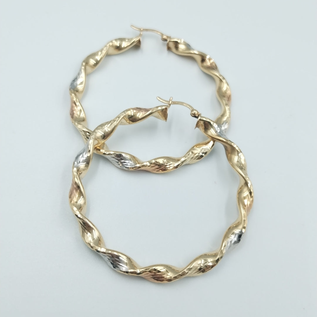 ARRACADAS PAR ORO, ORO COMBINADO 14 K 5.7 GRMS (SEMINUEVO)