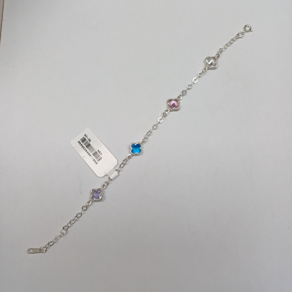 PULSERA ESPECIAL CON PIEDRAS DE COLOR PLATA .925 18 CM 3.32 GR (NUEVO)