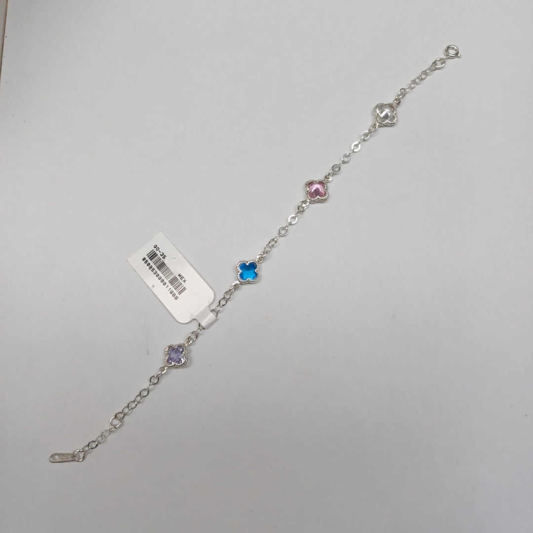 PULSERA ESPECIAL CON PIEDRAS DE COLOR PLATA .925 18 CM 3.32 GR (NUEVO)