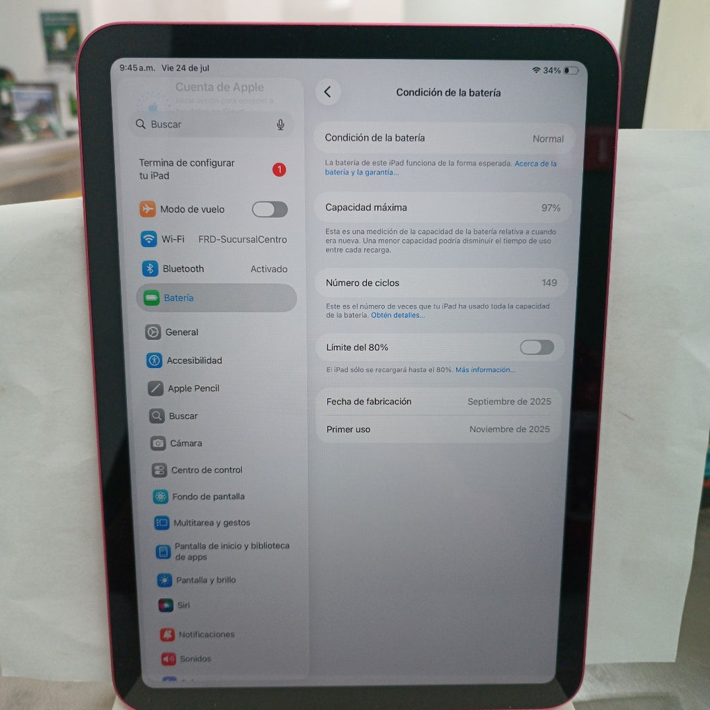 TABLETA APPLE IPAD A16 A3354 (2025) 128 GB 6 GB RAM (SEMINUEVO)