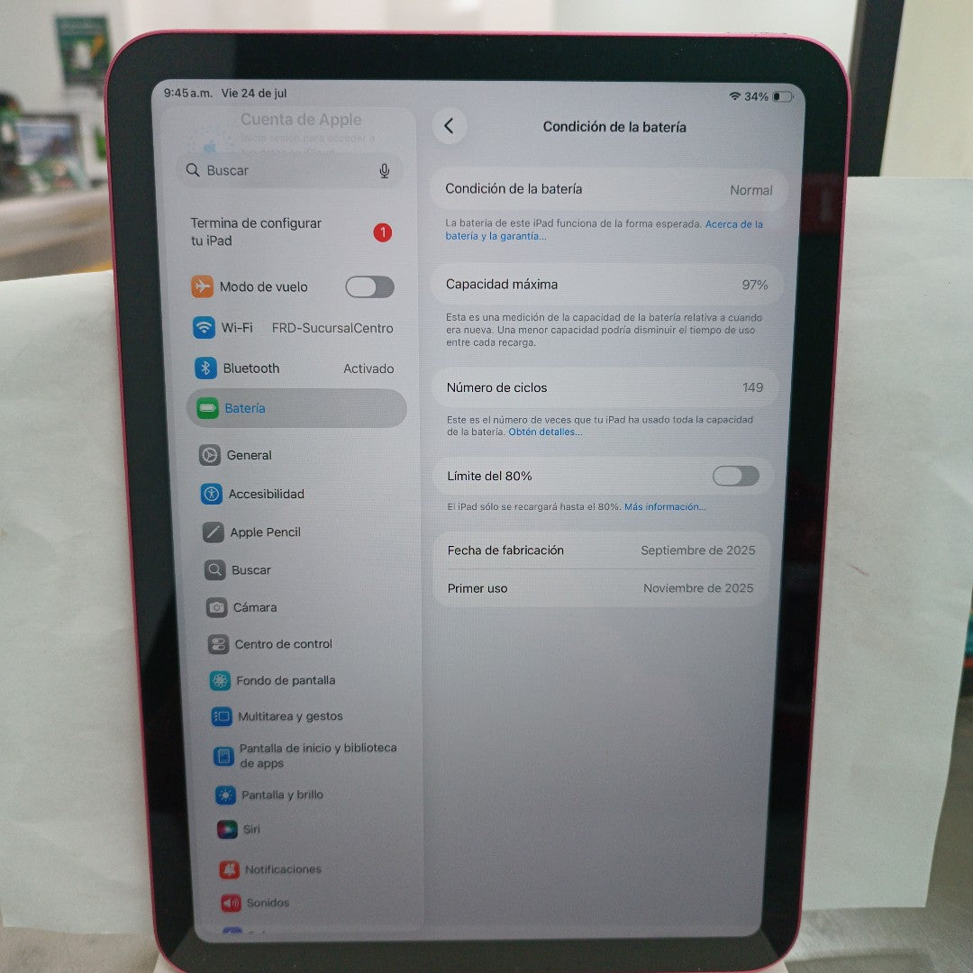 TABLETA APPLE IPAD A16 A3354 (2025) 128 GB 6 GB RAM (SEMINUEVO)